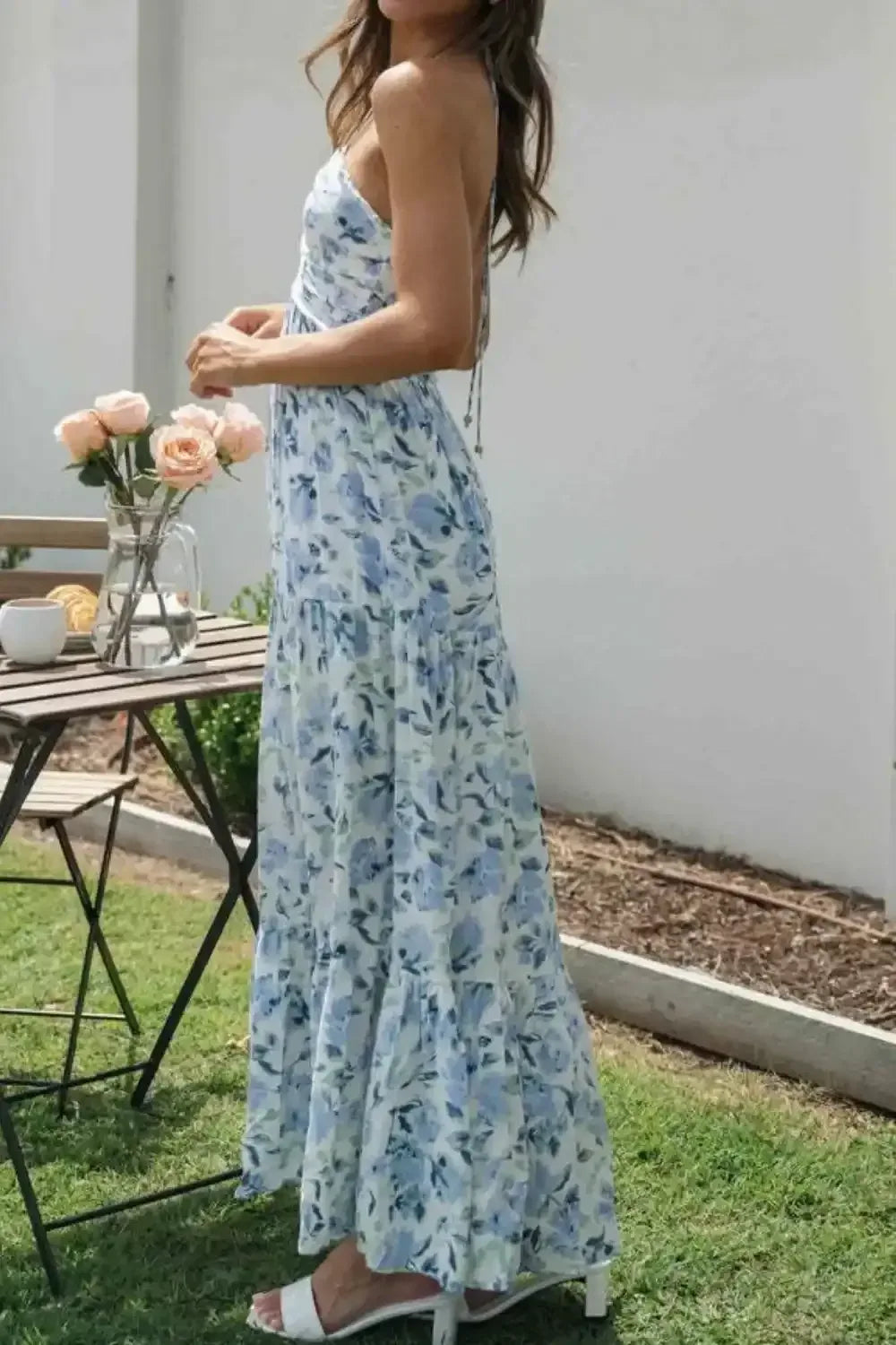 Floral Halter Neck Tiered Maxi Dress - Whatever You Like Shop
