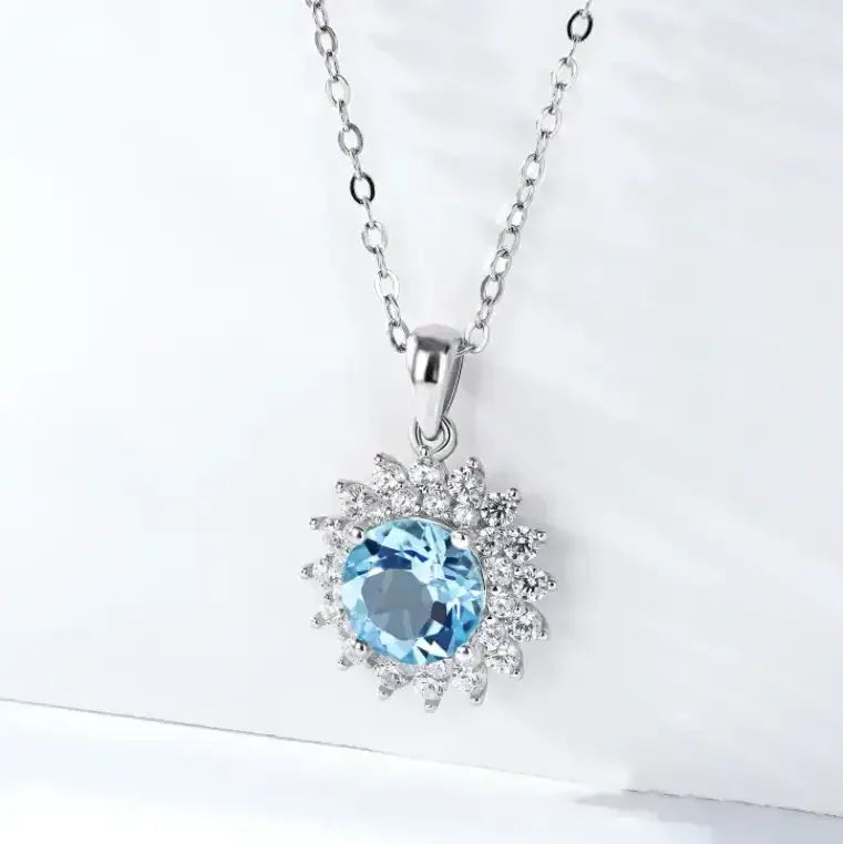 925 Silver Natural Topaz Necklace Female - Whatever You Like Shop