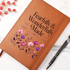 Fearfully Wonderfully Made Journal | Psalm 139:14 Leather-Look Bible Verse Notebook