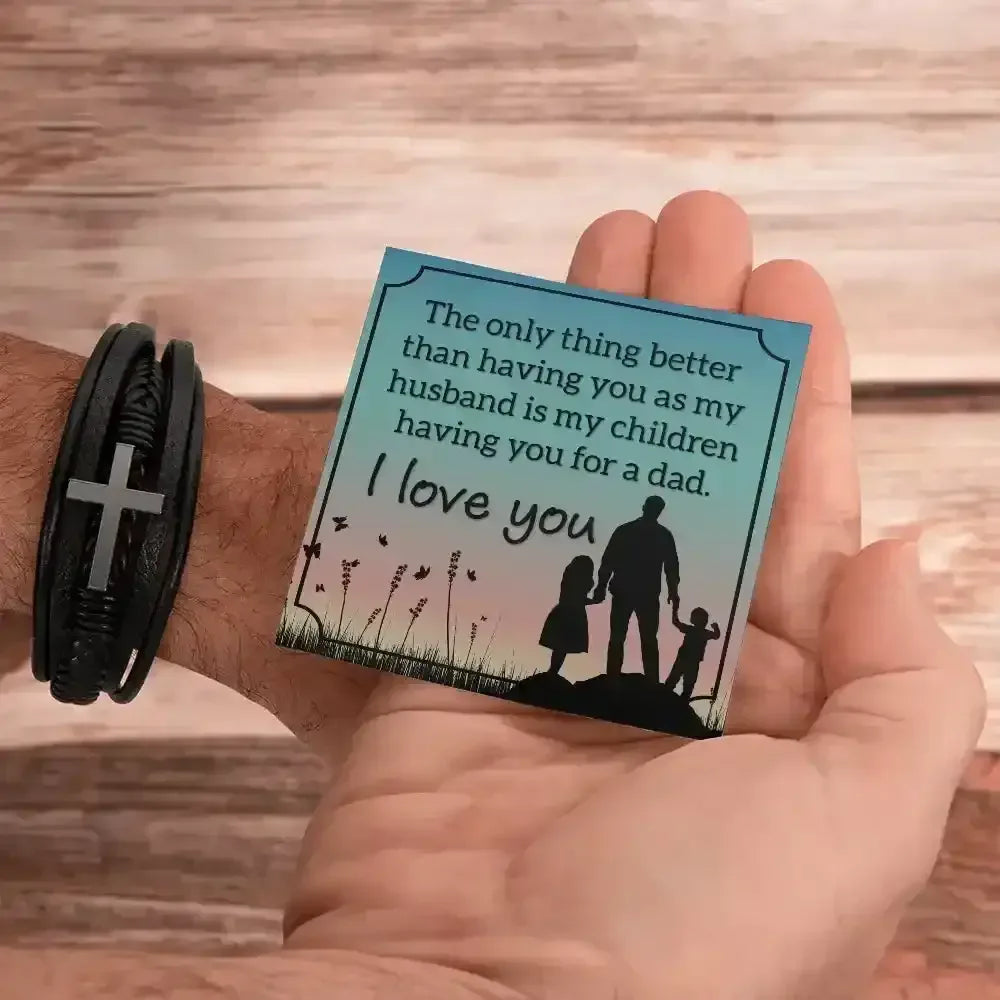 Men's Cross Leather Bracelet for Husband - Whatever You Like Shop