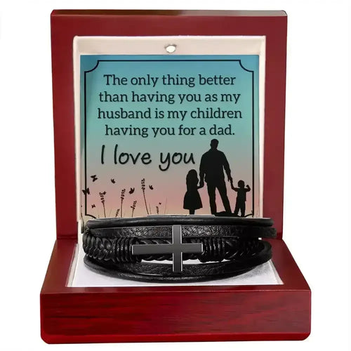 Men's Cross Leather Bracelet for Husband - Whatever You Like Shop
