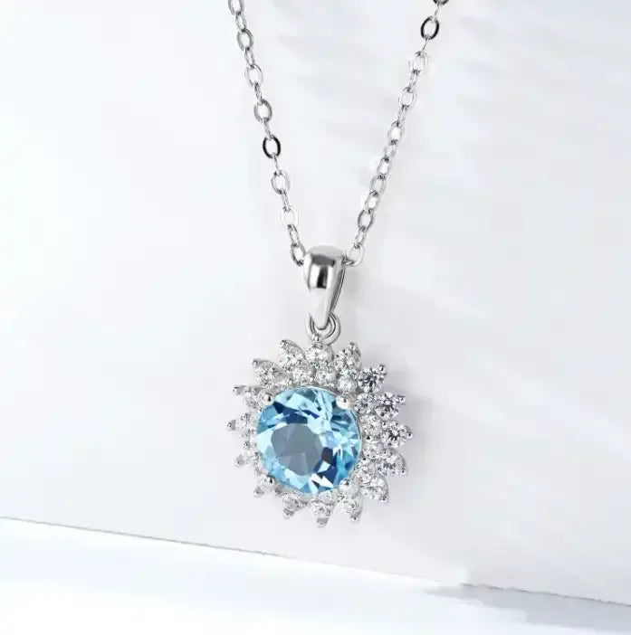 925 Silver Natural Topaz Necklace Female - Whatever You Like Shop