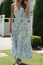 Floral Halter Neck Tiered Maxi Dress - Whatever You Like Shop