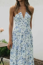 Floral Halter Neck Tiered Maxi Dress - Whatever You Like Shop