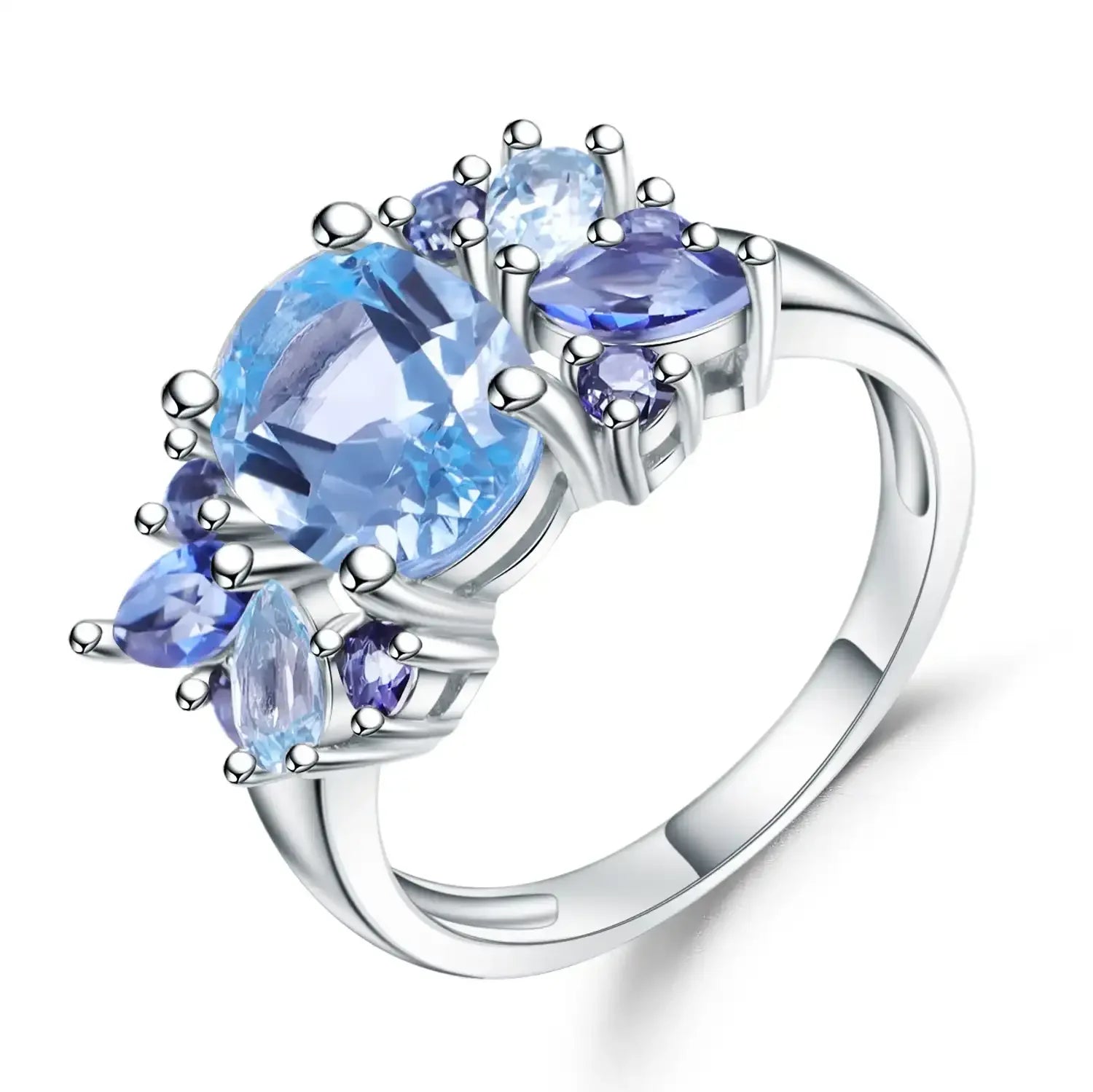 925 Silver Inlaid Natural Topaz Ring - Whatever You Like Shop