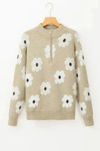 Flower Half Zip Sweater - Whatever You Like Shop
