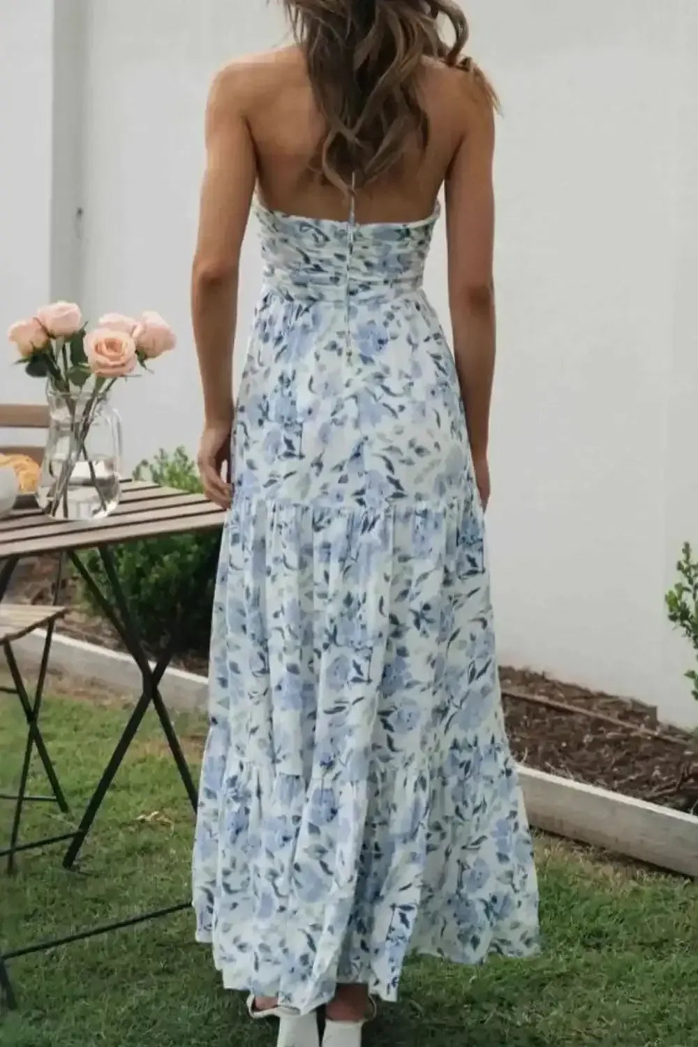 Floral Halter Neck Tiered Maxi Dress - Whatever You Like Shop