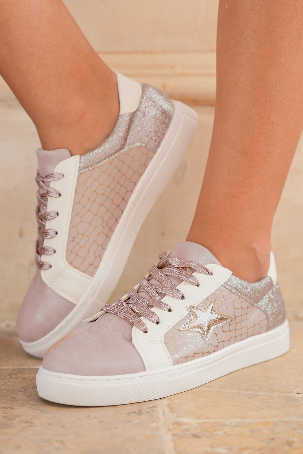Glitter Star Patchwork Sneakers