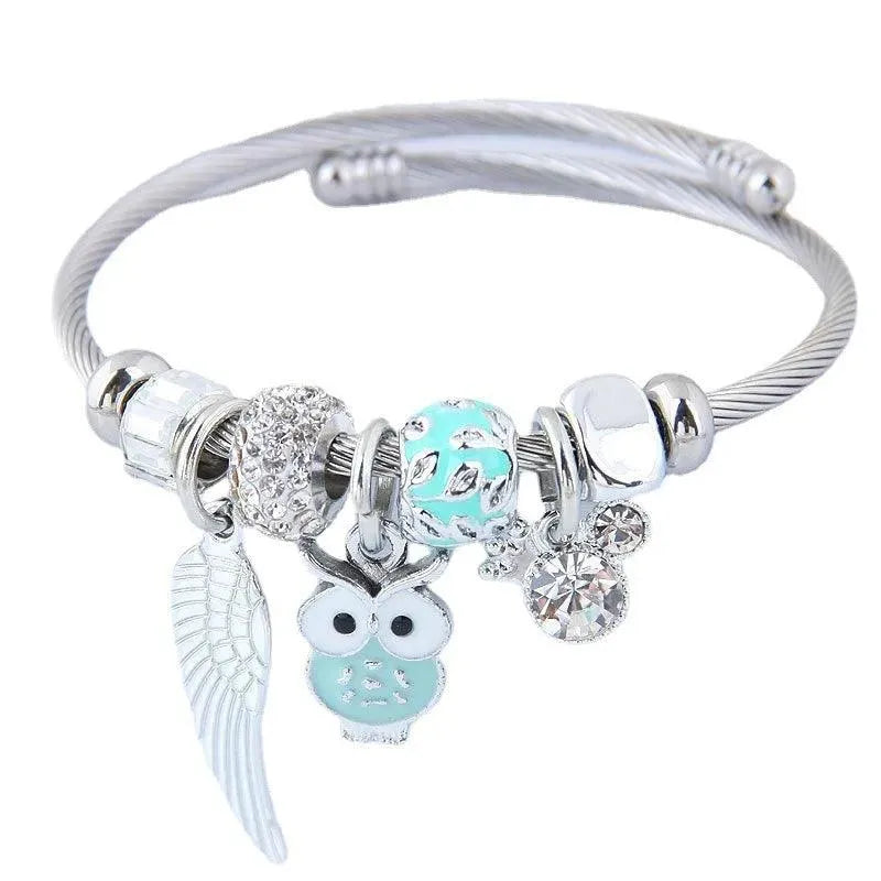 Beaded Owl Angel Wings Bracelet - Whatever You Like Shop