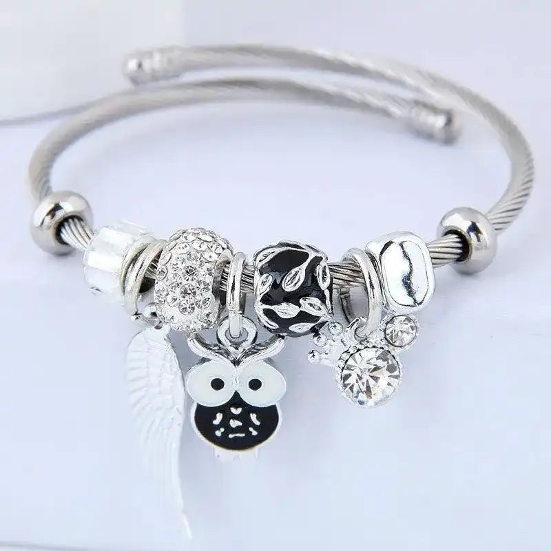 Beaded Owl Angel Wings Bracelet - Whatever You Like Shop