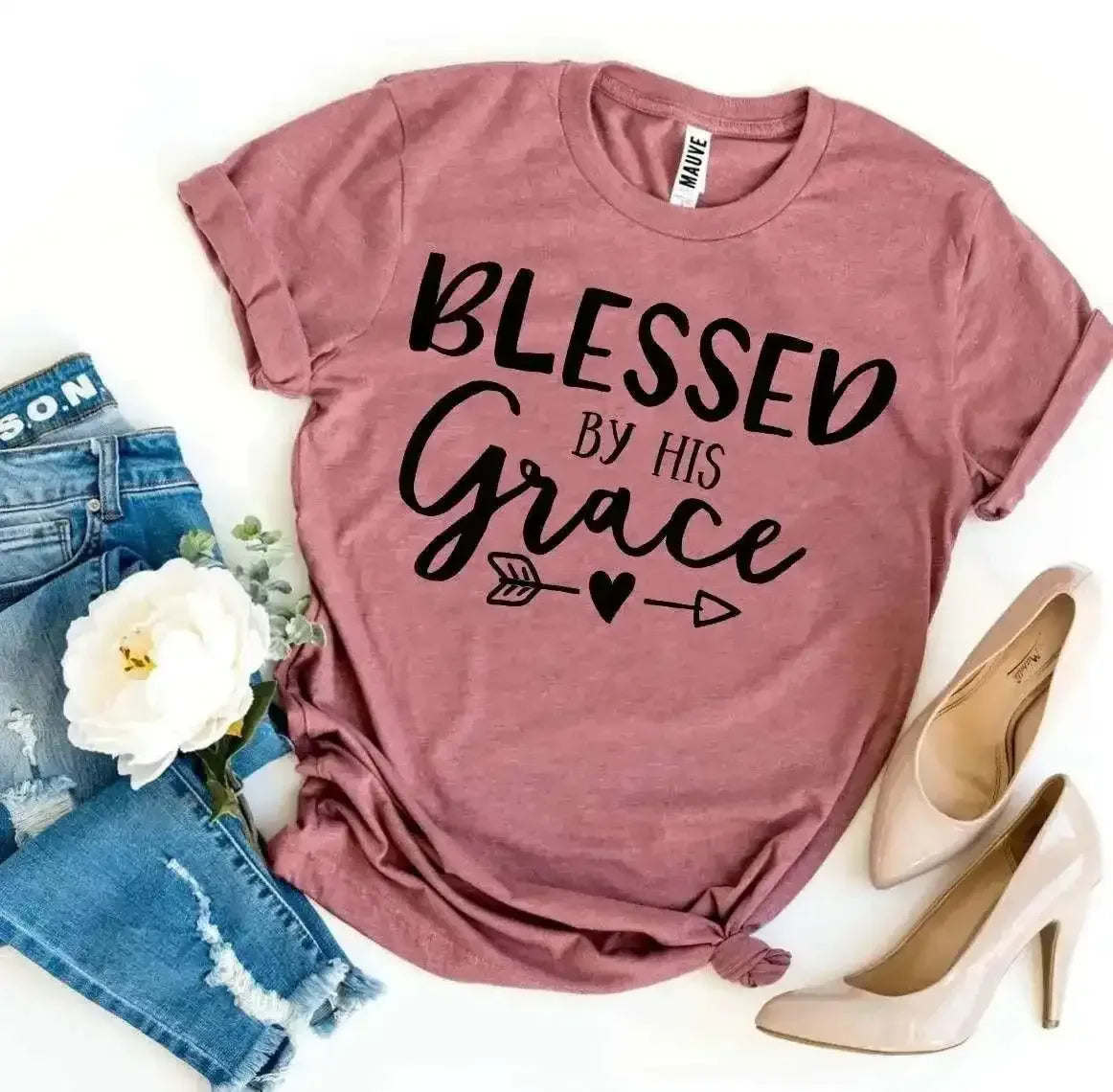 Blessed by His Grace T-Shirt - Whatever You Like Shop