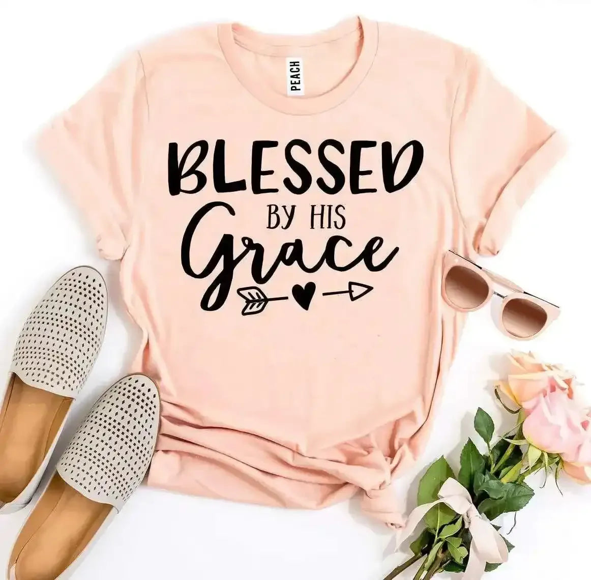 Blessed by His Grace T-Shirt - Whatever You Like Shop