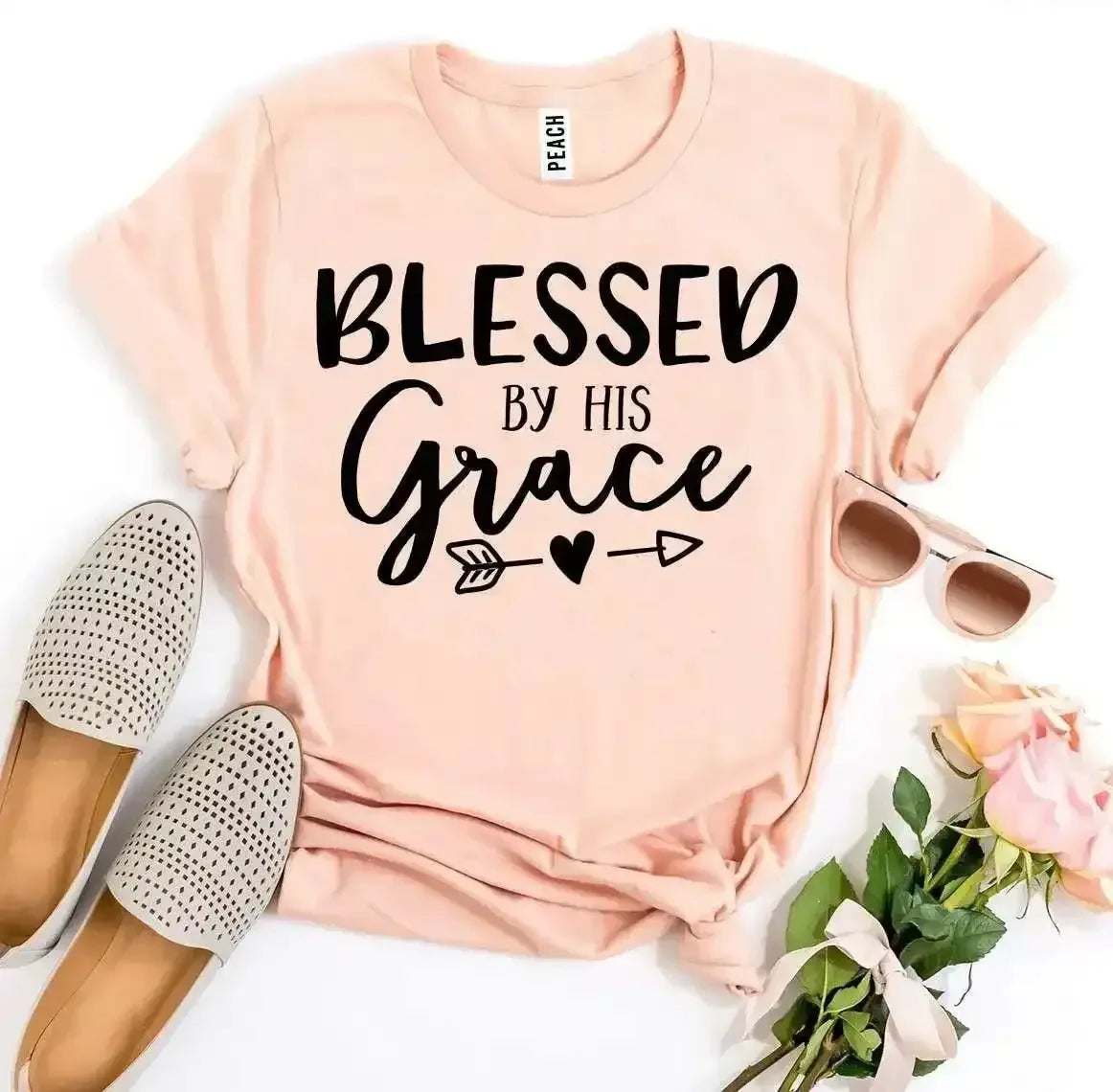 Blessed by His Grace T-Shirt - Whatever You Like Shop