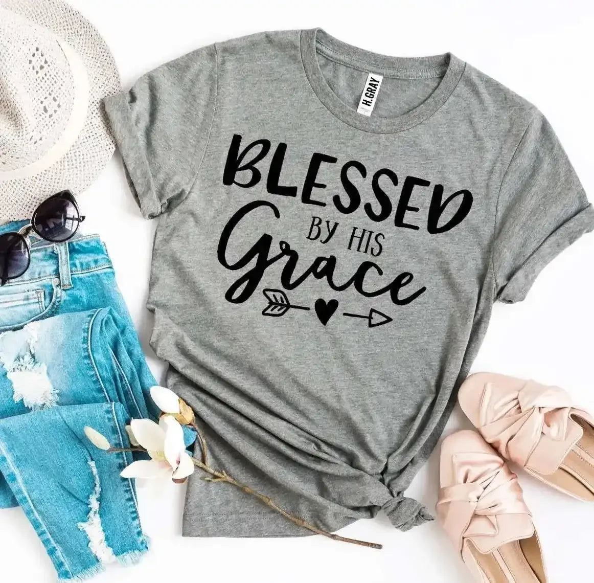 Blessed by His Grace T-Shirt - Whatever You Like Shop