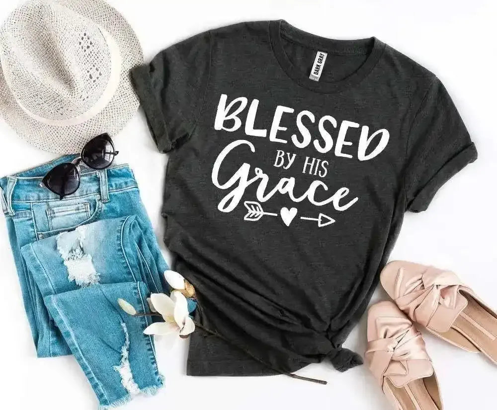 Blessed by His Grace T-Shirt - Whatever You Like Shop