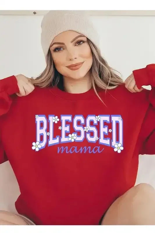 Blessed Mama Oversized Graphic Sweatshirt - Whatever You Like Shop
