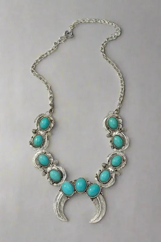 Boho Statement Necklace with Turquoise Stones - Whatever You Like Shop