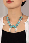 Boho Statement Necklace with Turquoise Stones - Whatever You Like Shop