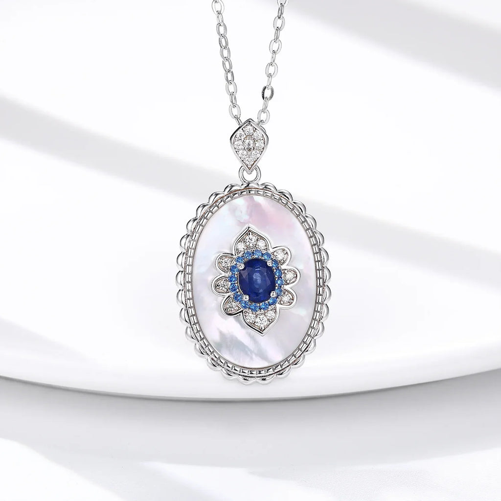 925 Sterling Silver Sapphire Diamond Pendant - Whatever You Like Shop