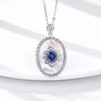 925 Sterling Silver Sapphire Diamond Pendant - Whatever You Like Shop