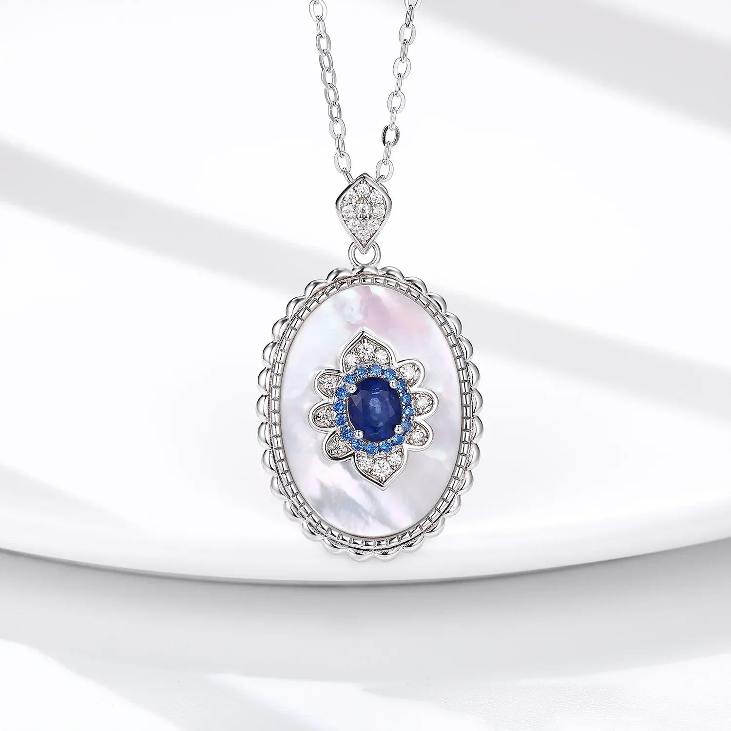 925 Sterling Silver Sapphire Diamond Pendant - Whatever You Like Shop