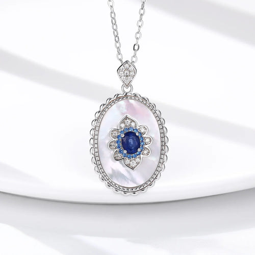925 Sterling Silver Sapphire Diamond Pendant - Whatever You Like Shop