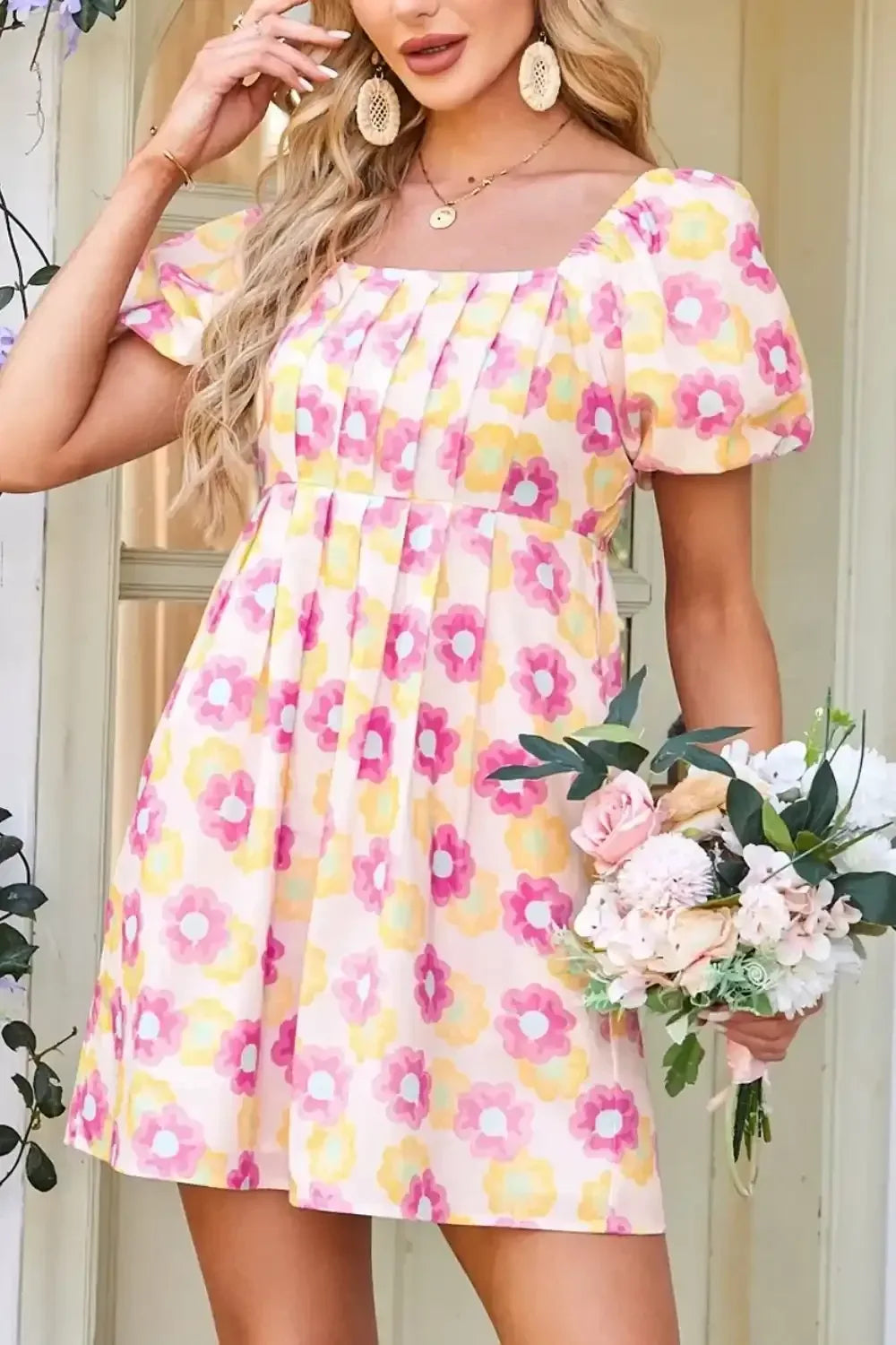 Floral Pleated Midi Dress - Whatever You Like Shop
