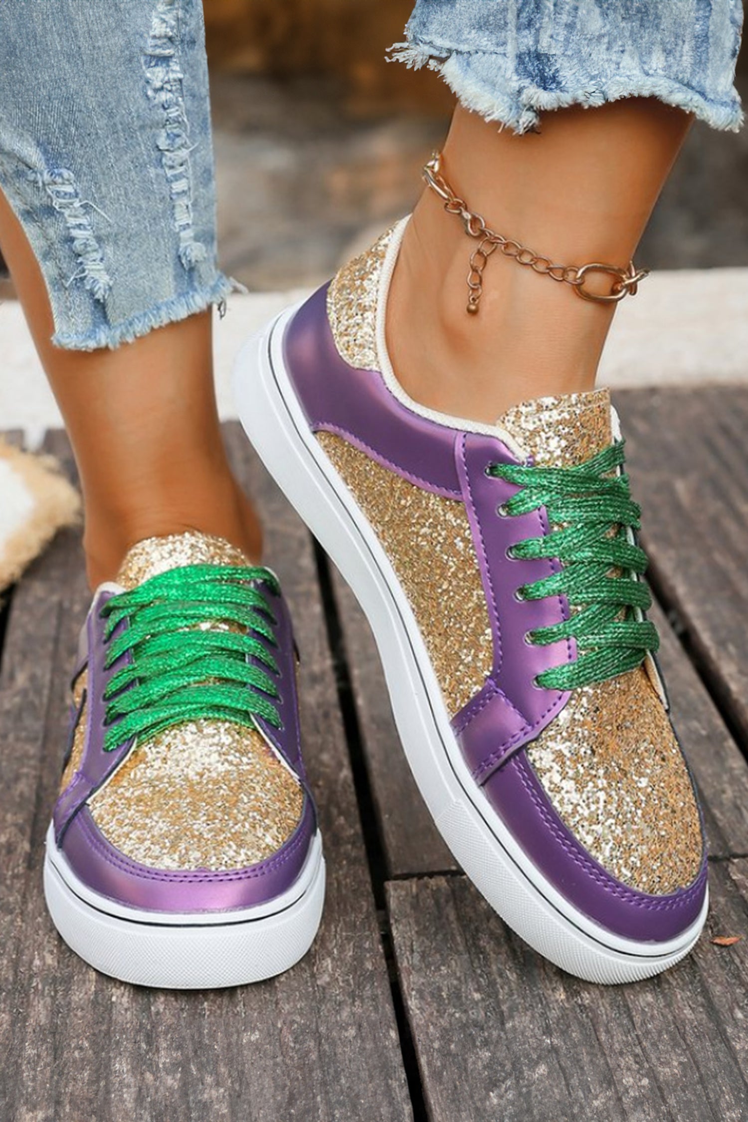 Glitter Star Patchwork Sneakers