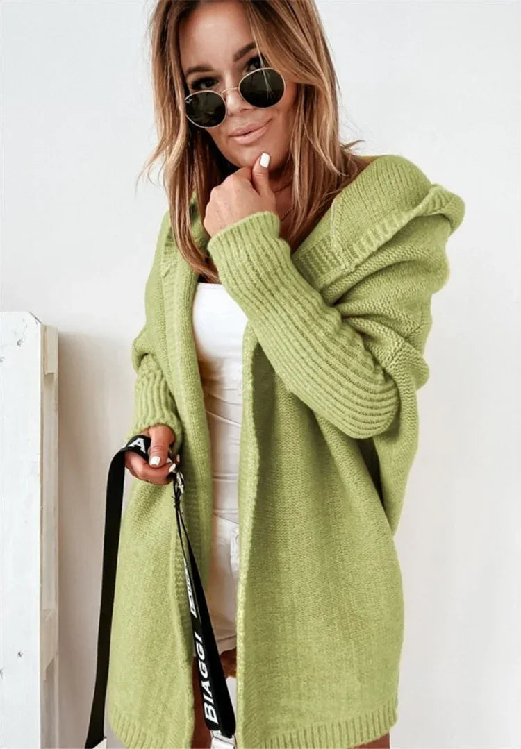 Oversized Bat Sleeve Hooded Cardigan - Whatever You Like Shop