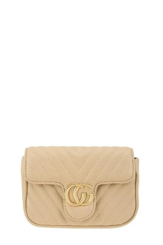 Chevron Quilted CG Buckle Crossbody Bag - Whatever You Like Shop