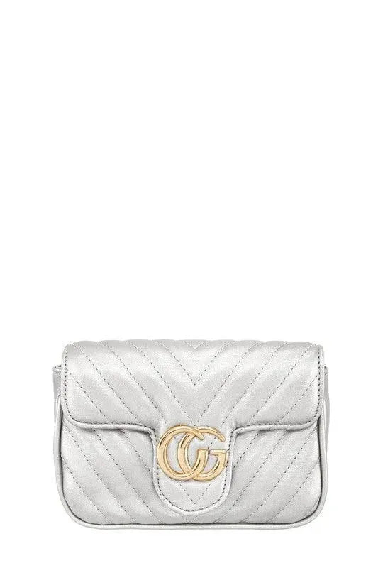 Chevron Quilted CG Buckle Crossbody Bag - Whatever You Like Shop