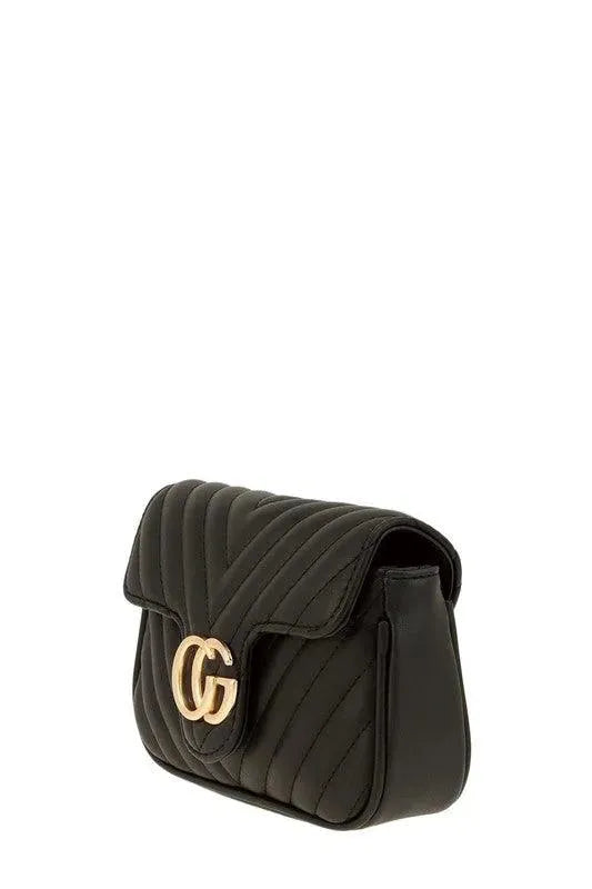 Chevron Quilted CG Buckle Crossbody Bag - Whatever You Like Shop