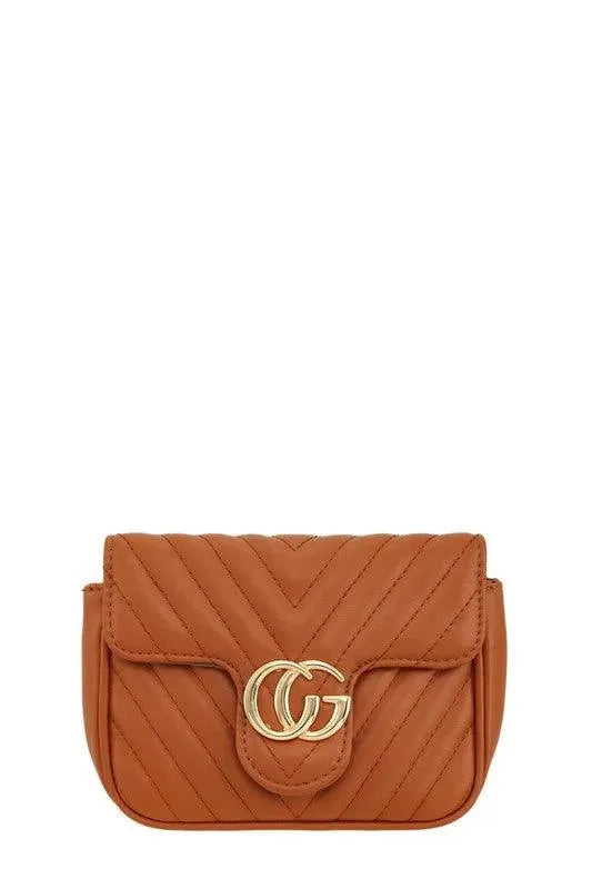 Chevron Quilted CG Buckle Crossbody Bag - Whatever You Like Shop