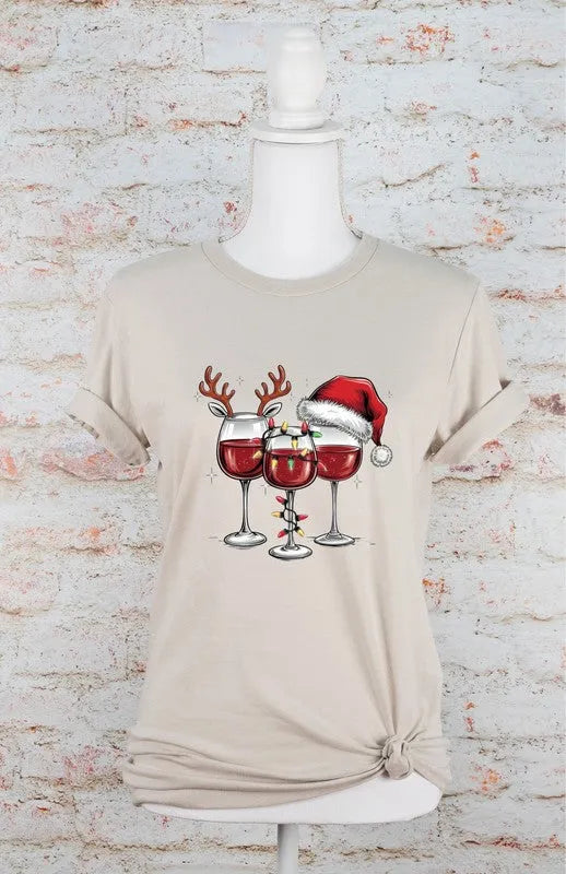 Christmas Wine Glass Graphic Tee - Whatever You Like Shop