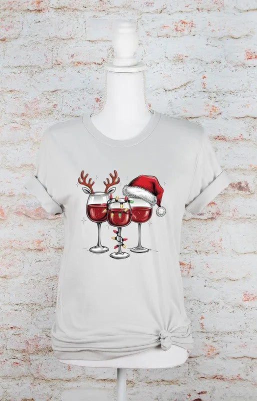 Christmas Wine Glass Graphic Tee - Whatever You Like Shop