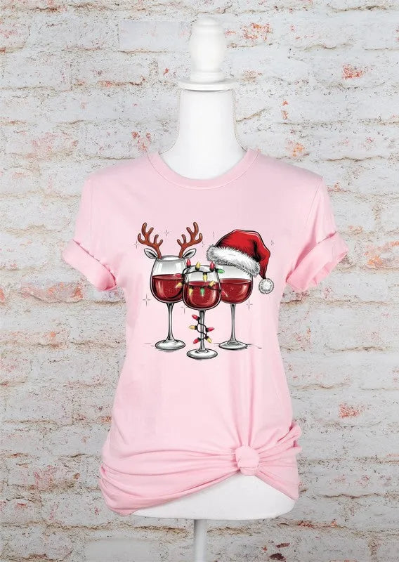 Christmas Wine Glass Graphic Tee - Whatever You Like Shop