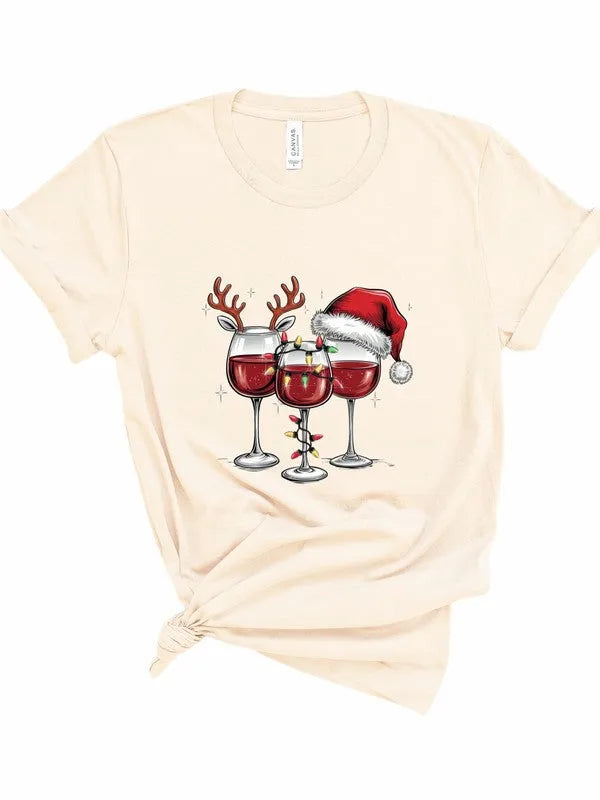 Christmas Wine Glass Graphic Tee - Whatever You Like Shop