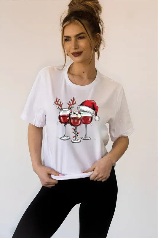 Christmas Wine Glass Graphic Tee - Whatever You Like Shop