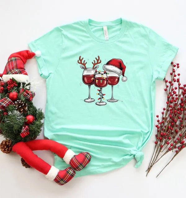 Christmas Wine Glass Graphic Tee - Whatever You Like Shop