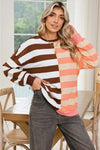 Color Block Drop Shoulder Pullover Sweatshirt - Whatever You Like Shop