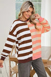 Color Block Drop Shoulder Pullover Sweatshirt - Whatever You Like Shop