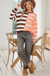 Color Block Drop Shoulder Pullover Sweatshirt - Whatever You Like Shop