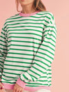 Cotton Stripe Drop shoulder Sweatshirt - Whatever You Like Shop