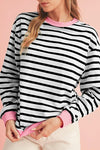 Cotton Stripe Drop shoulder Sweatshirt - Whatever You Like Shop