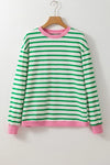 Cotton Stripe Drop shoulder Sweatshirt - Whatever You Like Shop