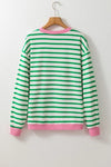 Cotton Stripe Drop shoulder Sweatshirt - Whatever You Like Shop