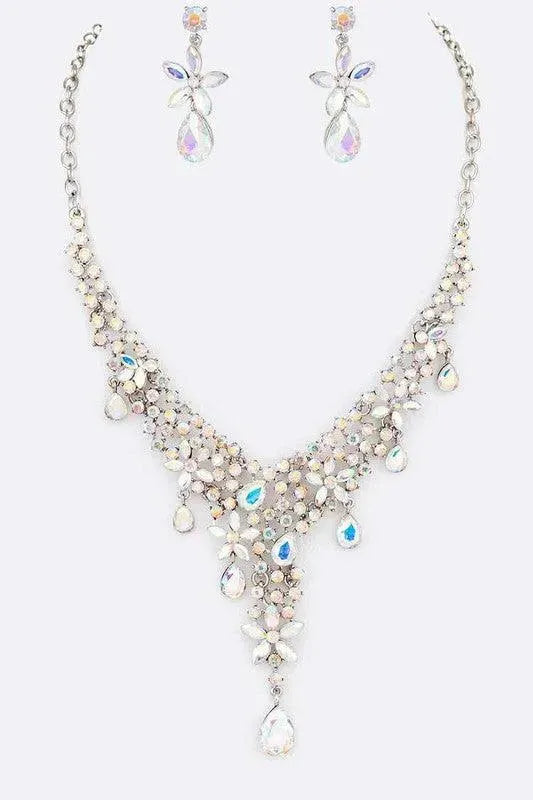 Crystal Teardrop Bridal Necklace Set - Whatever You Like Shop