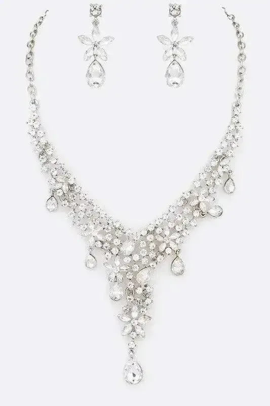 Crystal Teardrop Bridal Necklace Set - Whatever You Like Shop