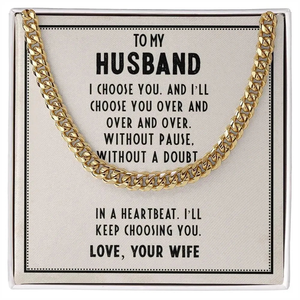 Cuban Link Chain with Length Extension: For Husband - Whatever You Like Shop