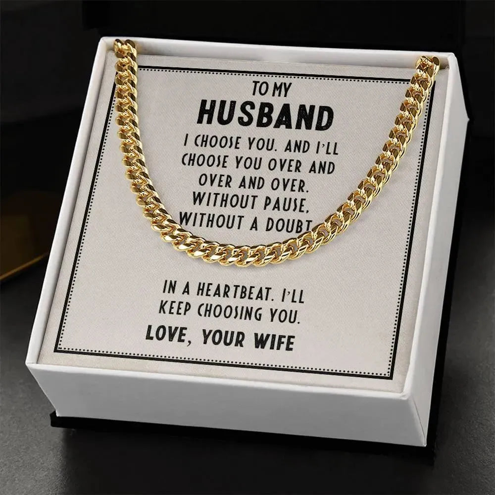 Cuban Link Chain with Length Extension: For Husband - Whatever You Like Shop